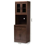 Mobile dispensa alto e credenza – Bianco e ciliegio, Ante in vetro, 4 ripiani, 1 cassetto, H 180 cm