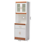 Mobile dispensa alto e credenza – Bianco e ciliegio, Ante in vetro, 4 ripiani, 1 cassetto, H 180 cm