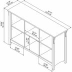 Libreria Organizer a 6 Cubi – Stile Mission, Gambe Affusolate, 3 Ripiani Regolabili, 47,42"L