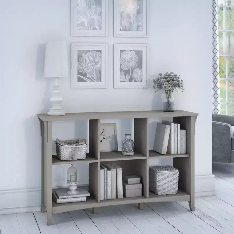 Libreria Organizer a 6 Cubi – Stile Mission, Gambe Affusolate, 3 Ripiani Regolabili, 47,42"L