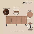 Madia moderna di metà secolo da 64,6" con 8 ripiani e 4 ante – Composito di legno