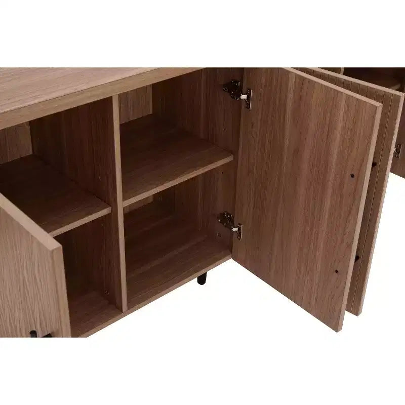 Madia moderna di metà secolo da 64,6" con 8 ripiani e 4 ante – Composito di legno