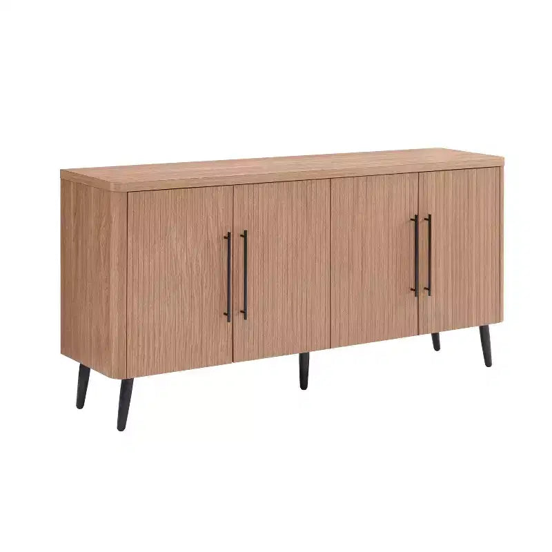 Madia moderna di metà secolo da 64,6" con 8 ripiani e 4 ante – Composito di legno