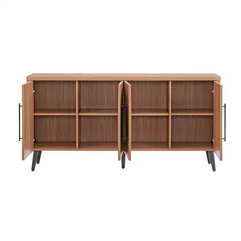 Madia moderna di metà secolo da 64,6" con 8 ripiani e 4 ante – Composito di legno