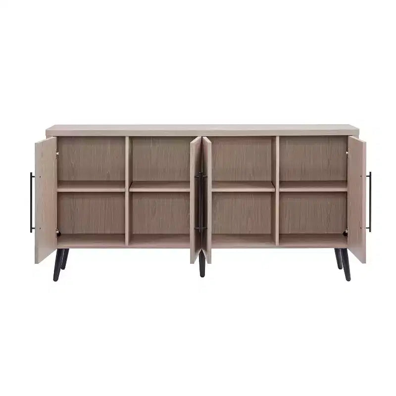Madia moderna di metà secolo da 64,6" con 8 ripiani e 4 ante – Composito di legno