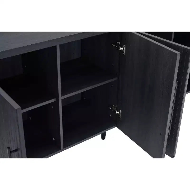 Madia moderna di metà secolo da 64,6" con 8 ripiani e 4 ante – Composito di legno
