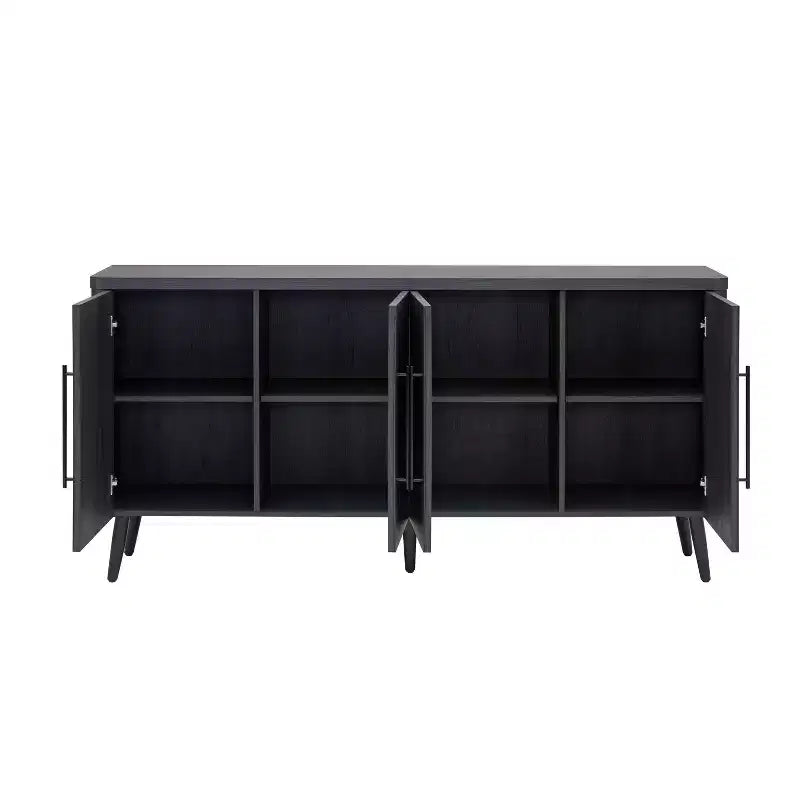 Madia moderna di metà secolo da 64,6" con 8 ripiani e 4 ante – Composito di legno