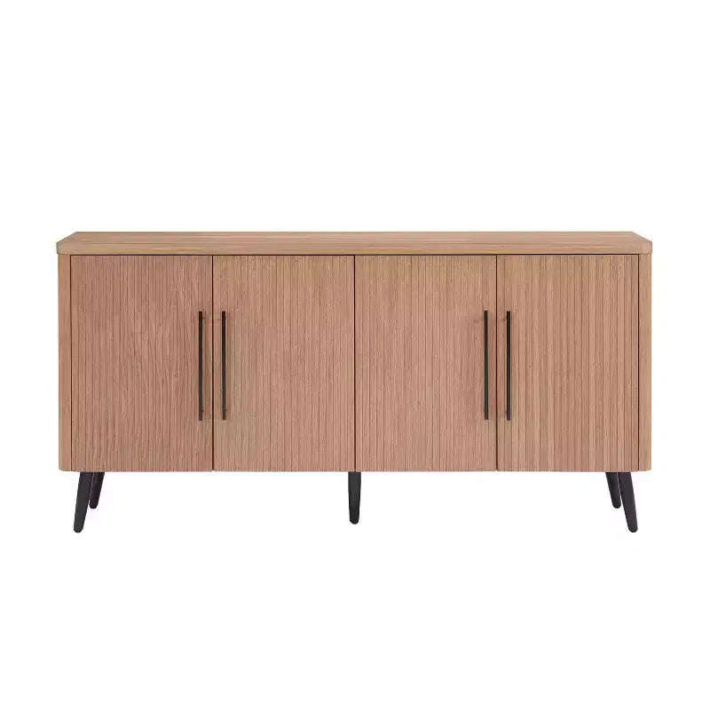 Madia moderna di metà secolo da 64,6" con 8 ripiani e 4 ante – Composito di legno