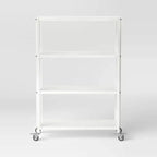 Libreria mobile in metallo a 3 ripiani da 44" – Ruote piroettanti con blocco, Antiribaltamento, 9 kg per ripiano