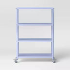 Libreria mobile in metallo a 3 ripiani da 44" – Ruote piroettanti con blocco, Antiribaltamento, 9 kg per ripiano