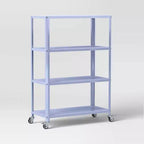 Libreria mobile in metallo a 3 ripiani da 44" – Ruote piroettanti con blocco, Antiribaltamento, 9 kg per ripiano
